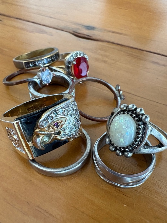 Vintage Jewelry - Vintage Mixed Fashion Rings Lot of 9 Silver Tone Gold Tone Costume Jewelry